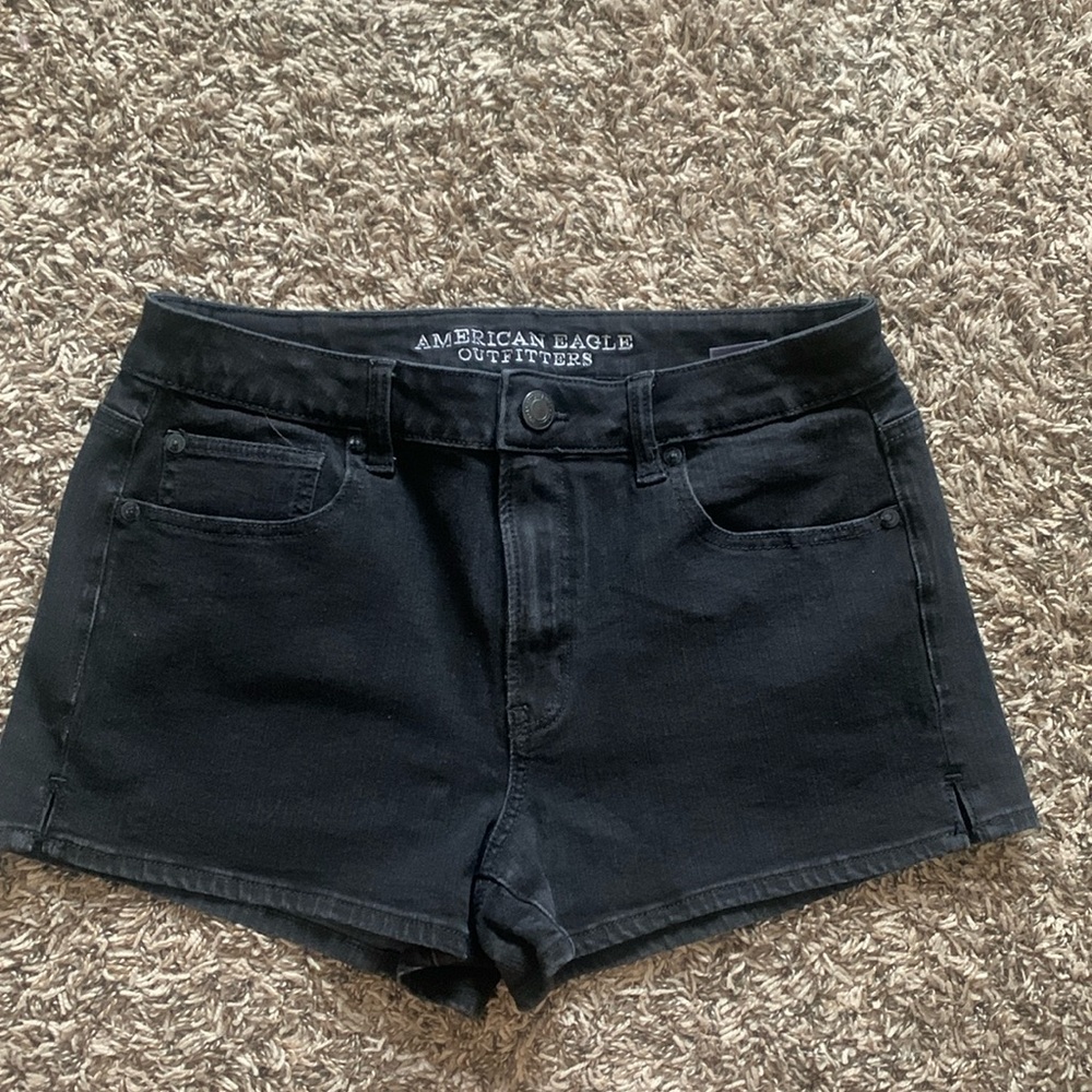 American eagle black denim shorts